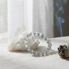 The Silver Adularia | Minimalist Sphere Bracelet