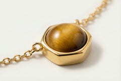 The Solar Matrix | Natural Tiger's Eye & Vermeil Geometric Pendant | The Archive Collection