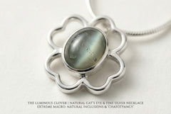 The Luminous Clover | Natural Cat's Eye & Fine Silver Artifact | The Archive Collection