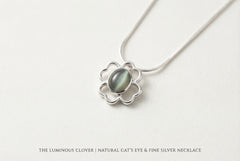 The Luminous Clover | Natural Cat's Eye & Fine Silver Artifact | The Archive Collection